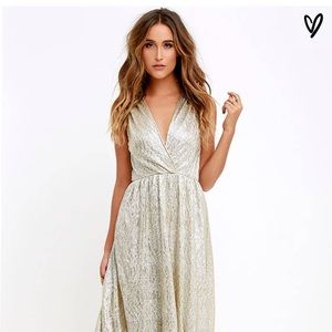 Lulu’s “All that Shimmers” Gold Dress